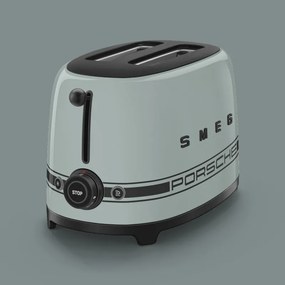Тостер за хляб SMEG 50's Style Porsche TSF01PSGEU, 950W, 2 филии, 6 нива, Тавичка за трохи, Вграден кабел, Неръждаема стомана, Зелен