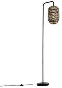 Ориенталска подова лампа бамбук с черен цвят - Yvonne