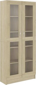 802771 vidaXL Шкаф витрина, дъб сонома, 82,5x30,5x185 см, инженерно дърво