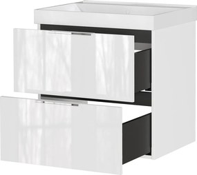 Бял гланцов стенен шкаф за мивка 61x65 cm Celano – Germania