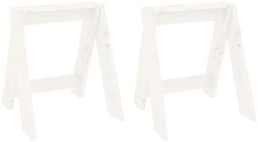 823660 vidaXL Табуретки, 2 бр, бели, 40x40x45 см, борово дърво масив