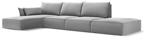 Светлосив кадифен ъглов диван (ляв ъгъл) Vanda – Mazzini Sofas