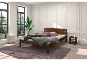 Двойно легло от борова дървесина 180x200 см в тъмнокафяв цвят Laxbaken - Skandica