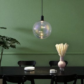 Дизайнерска висяща лампа черна с дъгово стъкло 35 см - Mallon