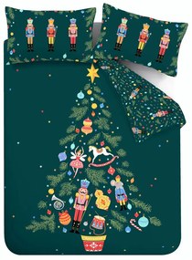 Тъмнозелено единично спално бельо 135x200 cm Nutcracker - Catherine Lansfield