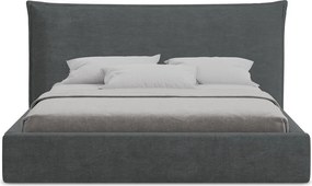 Тъмносиво двойно легло 160x200 cm тапицирано с място за съхранение с включена подматрачна рамка Esala – Makamii