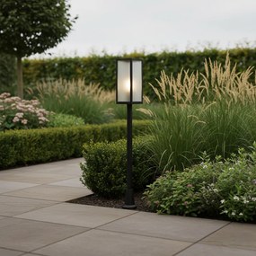 Външна подова лампа черна с оребрено стъкло 100 см IP44 - Charlois Ribbed