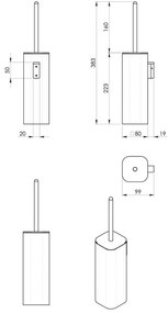 Матово черно стенна четка за тоалетна Gedy Flori – Sapho