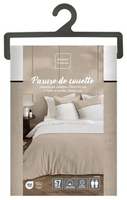 Бяло/бежово двойно удължено памучно спално бельо 240x220 cm Gabrielle – douceur d'intérieur