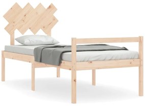 3195531 vidaXL Легло за възрастни с табла, 90x200 см, масивно дърво