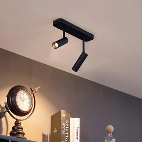 Заоблен таванен прожектор черен GU10 35mm 2-лампи Въртящ се и накланящ се - Kate