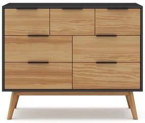 Нисък скрин от черен/естествен бор 120x83 cm Lavis - Marckeric