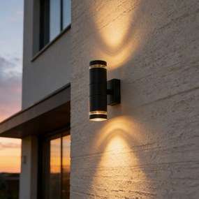 Модерна външна стенна лампа черна 2 светлини IP44 - Dubbla