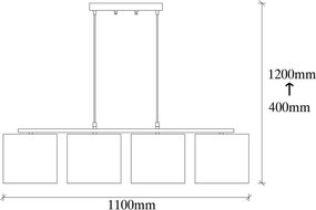 Черно висящо осветително тяло с текстилен абажур Baston – Opviq lights
