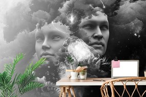 Самозалепващ тапет – Виртуален ум в черно-бяло