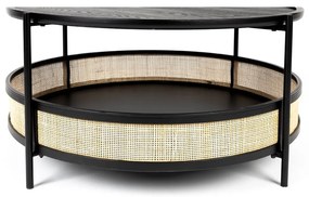 Kръгла масичка за кафе в черен и естествен цвят ø 80 cm Makoto – White Label