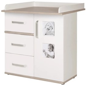 Бял висок скрин в декор от бряст с масичка за преповиване 94x102 cm Moritz - Roba