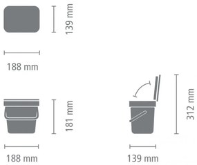 Кош за разделно събиране на боклук Brabantia Sort&Go 1005520, 3 л, Дръжка, Възможност за стенен монтаж, Светлозелен