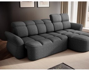 Тъмносив кадифен сгъваем/с място за съхранение ъглов диван (десен ъгъл) Beneth – ELTAP