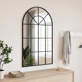 358627 vidaXL Стенно огледало, черно, 60x100 см, арка, желязо