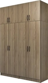 Шкаф с четири врати от меламин Vivian с кабинет в цвят орех 160x51.8x240см.
