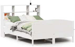 3323105 vidaXL Легло с етажерка за книги, без матрак, 140x200 см, бор масив