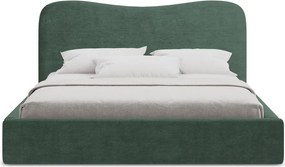 Зелено двойно легло 180x200 cm тапицирано с място за съхранение с включена подматрачна рамка Kahai – Makamii