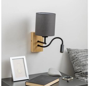 Brilagi - LED Аплик NUBILA WOOD 1xE27/25W/230V + LED/3W дъб/антрацит