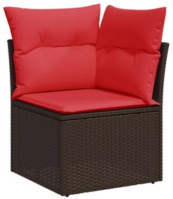 366225 vidaXL Ъглов градински диван с възглавници, кафяв, полиратан