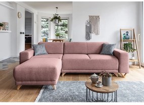 Розов разтегателен/с място за съхранение ъглов диван Classy Sophie – Miuform