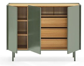 Зелен нисък скрин от декор от дъб 110x85 cm Arista – Teulat