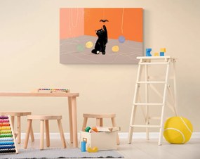 Картина на платно – Игрива котка с кълба