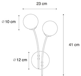 Модерен стенен аплик златен 2-лампи с опушено стъкло - Атина