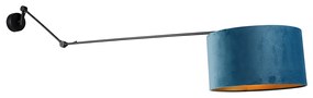 Стенна лампа черна с син кадифен абажур 35 см регулируема - Blitz