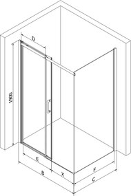 Mexen Omega плъзгаща се душ кабина 100 x 80 см, прозрачна, хром - 825-100-080-01-00