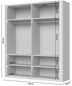 Гардероб Dutchess четирикрил стъкло