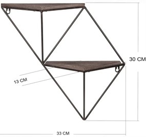 Стенна етажерка за саксии Evila Originals 792EVL2867, 33х30 см, Метал, Кафяв/черен