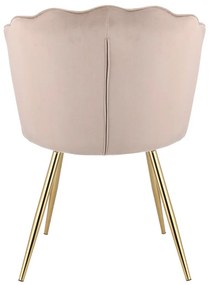 Кадифен стол за хранене FIORE във формата на раковина Светло розово