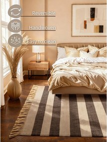 Черен/кремав двустранен/ръчно изработен ютен килим 160x230 cm Playa – Hanse Home