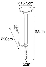 Модерен шип прожектор черен с LED IP54 - Skyf