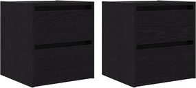 861250 vidaXL Нощни шкафчета за стенен монтаж, 2 бр, Черен дъб, 38x34x40 см