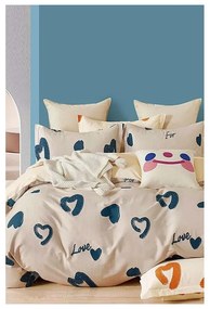 Бежово единично удължено спално бельо от памук Renforcé с включен долен чаршаф 3 части 160x220 cm Amore – Mila Home