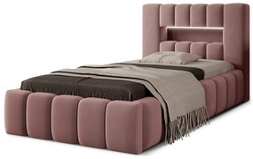 Розово единично легло 90x200 cm тапицирано с място за съхранение с включена подматрачна рамка Lamica – ELTAP