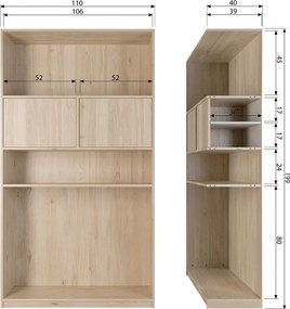 Модулна етажерка за книги с дъбов декор в естествен цвят 110x199 cm Modulair - vtwonen