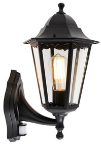 Външна стенна лампа черна с датчик за движение - Havana IP44