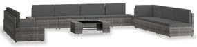3054610 vidaXL Градински комплект за отдих, 10 части, полиратан, сив