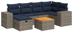 3325876 vidaXL Градински диван с възглавници, 7 части, полиратан, сив