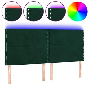 3122347 vidaXL LED горна табла за легло, тъмнозелена, 180x5x118/128 см, кадифе