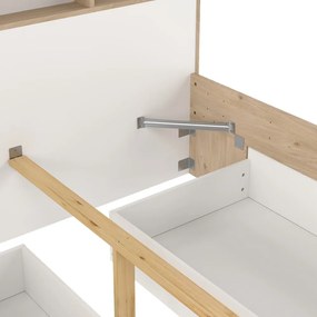 Двойно легло от дъбов декор с място за съхранение без ламелно дъно в естествен цвят 160x200 cm Ikast – Tvilum