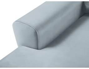 Светлосин кадифен разтегателен ъглов диван с място за съхранение (ляв ъгъл) Kyoto – Cosmopolitan Design